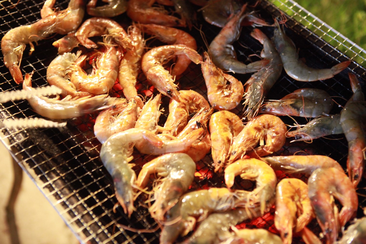 Prawns on the charcoal